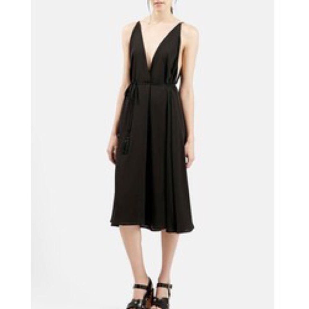 NWOT Topshop black deep plunge v-neck dress